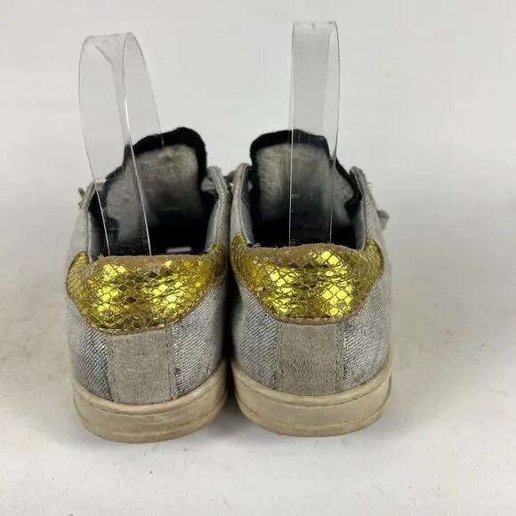 P448 John Sneakers Women's 6.5 Silver Glitter Lace-Up Running Athletic Shoes
