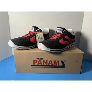 Panam 084 Men’s Hand Crafted Vintage Casual Shoes Black Red 25 New in Box