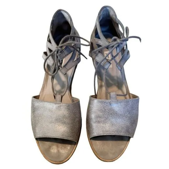 Paul Green Morea Lace Up Sandals in Smoke Truffle Leather Size 9.5 EUC