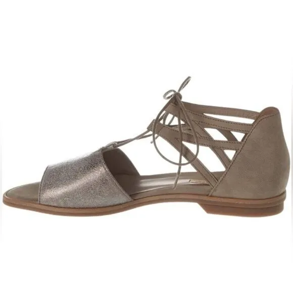 Paul Green Morea Lace Up Sandals in Smoke Truffle Leather Size 9.5 EUC