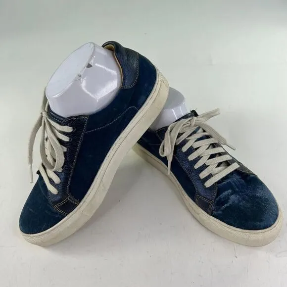 PENELOPE CHILVERS Paradise Velvet/Metallic Sneakers US 7.5 Blue Trainer Shoes