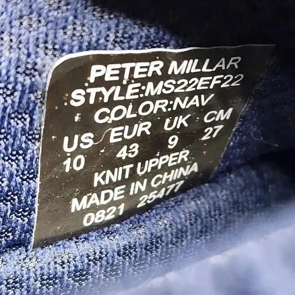 Peter Millar Hyperlight Drift Sneakers Shoes Navy Blue MS22EF22 Men's Size 10