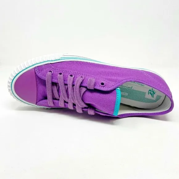 PF Flyer Center Lo Reiss Purple White Mens Casual Shoes