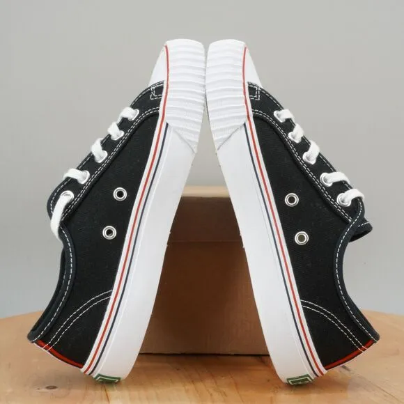 PF Flyers Center Lo Womens Size 6 Shoes Black White Low Top Casual Sneakers NEW