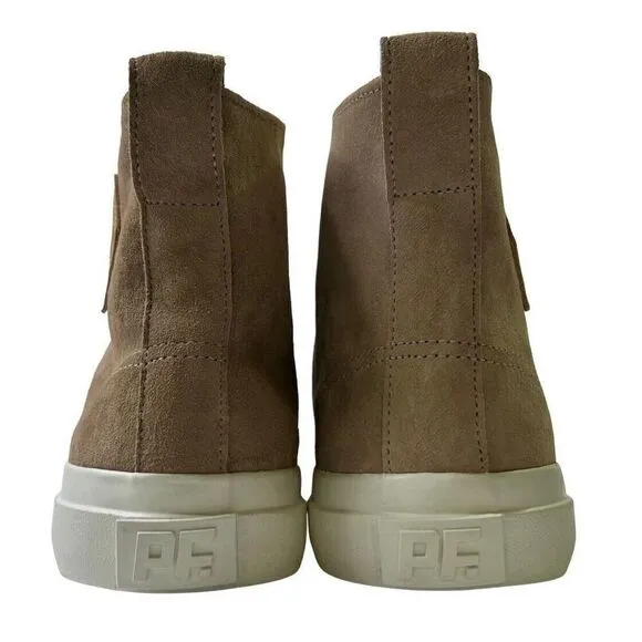 PF Flyers Shoes Beige Sz Men's 6.5 Women's 8 Suede Leather Hightop Sneakers