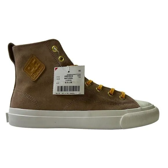 PF Flyers Shoes Beige Sz Men's 6.5 Women's 8 Suede Leather Hightop Sneakers