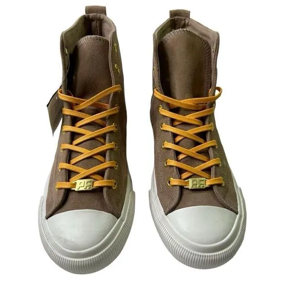 PF Flyers Shoes Beige Sz Men's 6.5 Women's 8 Suede Leather Hightop Sneakers