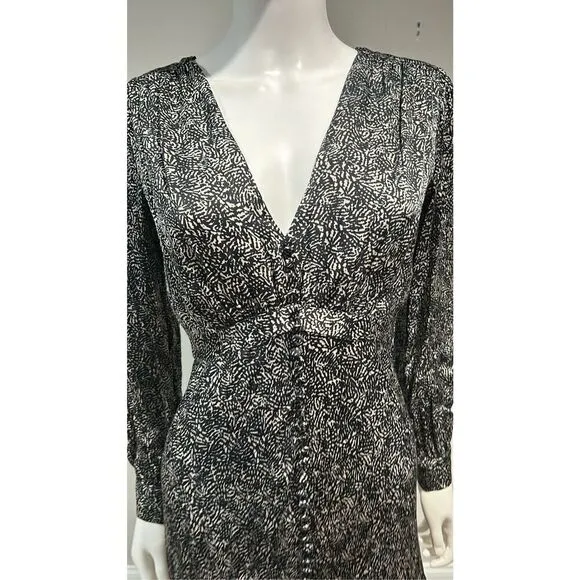 Pinko Black and White Print Midi Dress Size 4