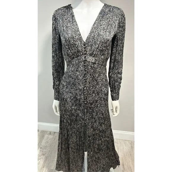 Pinko Black and White Print Midi Dress Size 4