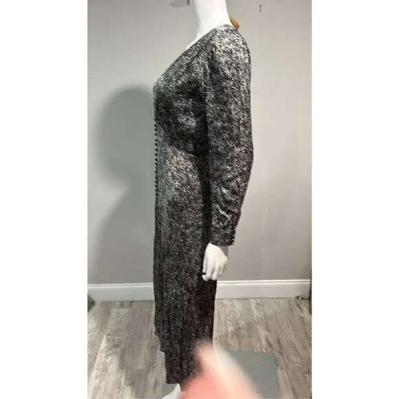 Pinko Black and White Print Midi Dress Size 4