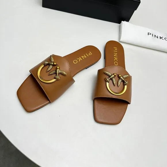 Pinko Brown Flying Bird Sandals