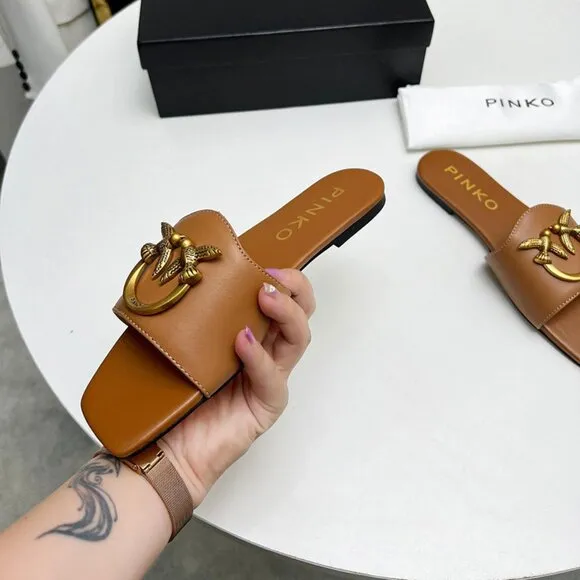 Pinko Brown Flying Bird Sandals