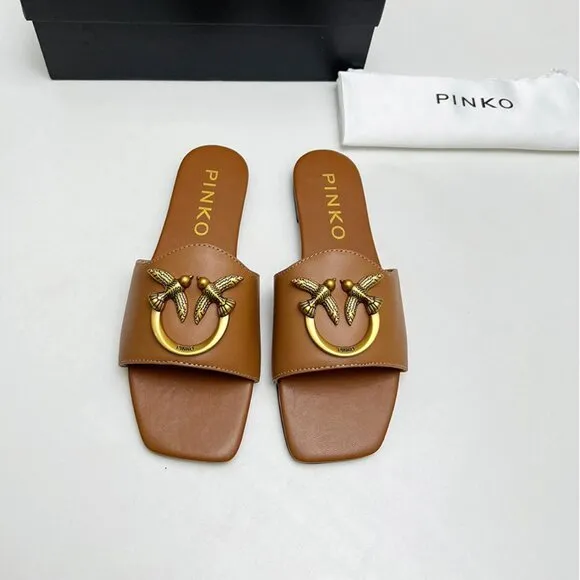 Pinko Brown Flying Bird Sandals