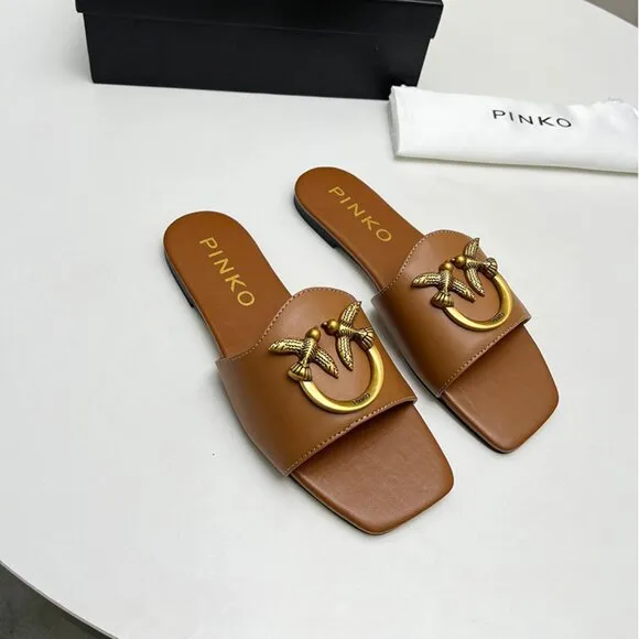 Pinko Brown Flying Bird Sandals