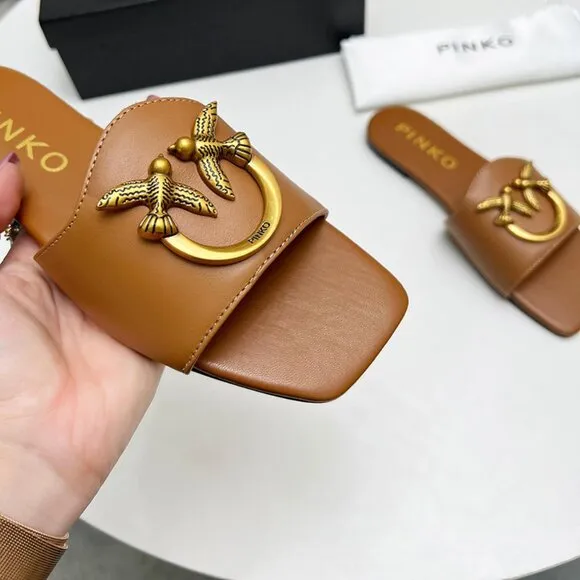 Pinko Brown Flying Bird Sandals