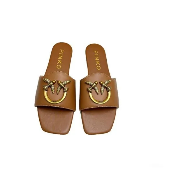 Pinko Brown Flying Bird Sandals