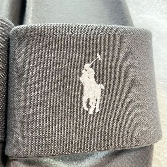 Polo Ralph Lauren Jersey Logo Slipper Sandals Dark Gray Blue 10‎