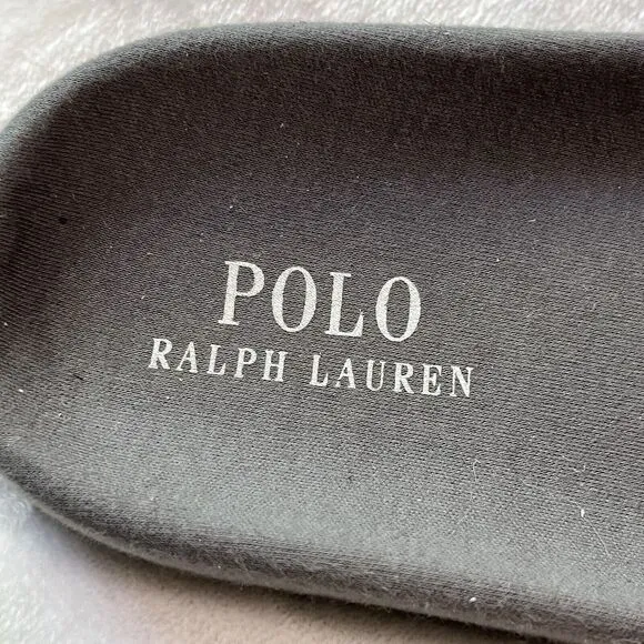 Polo Ralph Lauren Jersey Logo Slipper Sandals Dark Gray Blue 10‎