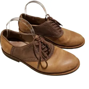 Polo Ralph Lauren Leather Wingtip Oxford Dress Shoes, Two Tone Brown, Size 9.5