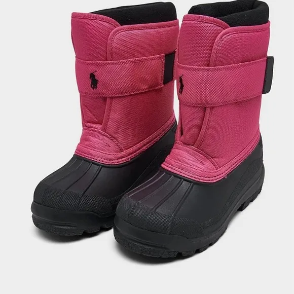 Polo Ralph Lauren Little Girls Everlee Fleece Winter Boots Pink/Black NIB NEW