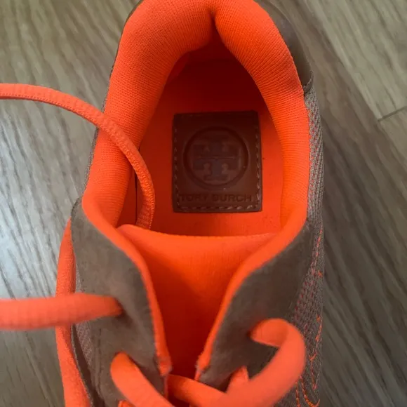 Preowned Tory Burch Sneakers Size 5 Tan Orange Suede