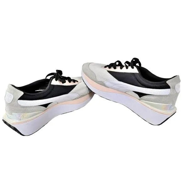 Puma Cruise Rider Iridescent Black &amp; Pink Lace Up Sneakers. Shoes. 7.5.