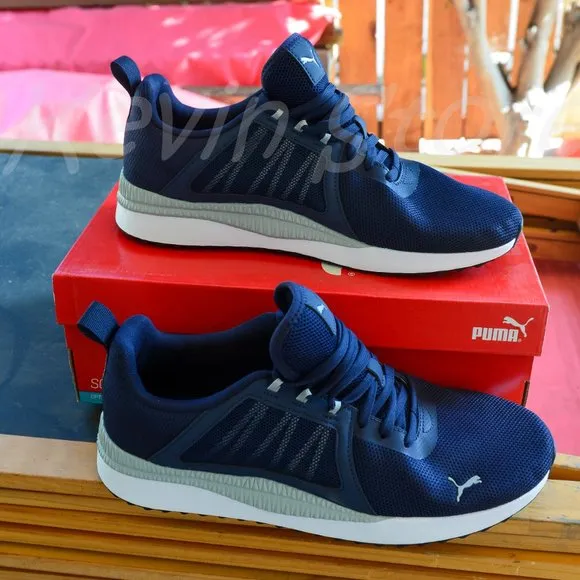PUMA Mens Pacer Net Cage Trainers Sneakers Running Shoes Navy