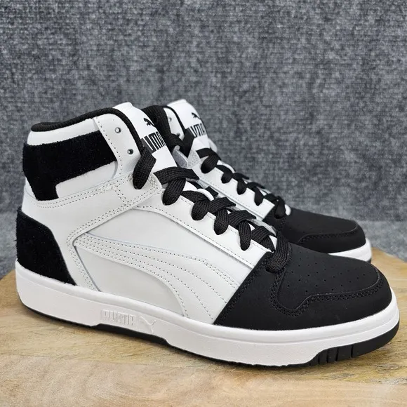 Puma Rebound Layup Mid Mens Size 9 White Black Shoes Trainers Casual Sneakers