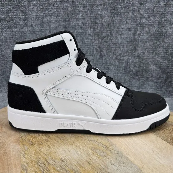 Puma Rebound Layup Mid Mens Size 9 White Black Shoes Trainers Casual Sneakers