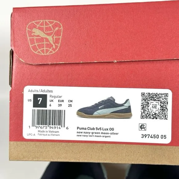 PUMA Shoes Men's Size 7 Club 5v5 Lux OG Suede Navy Green Silver Sneakers NWB