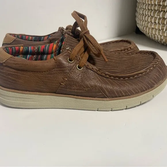 Rank 45 Sanford Herringbone Brown Leather Western Casual Loafers Mens 9