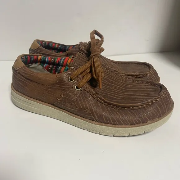 Rank 45 Sanford Herringbone Brown Leather Western Casual Loafers Mens 9