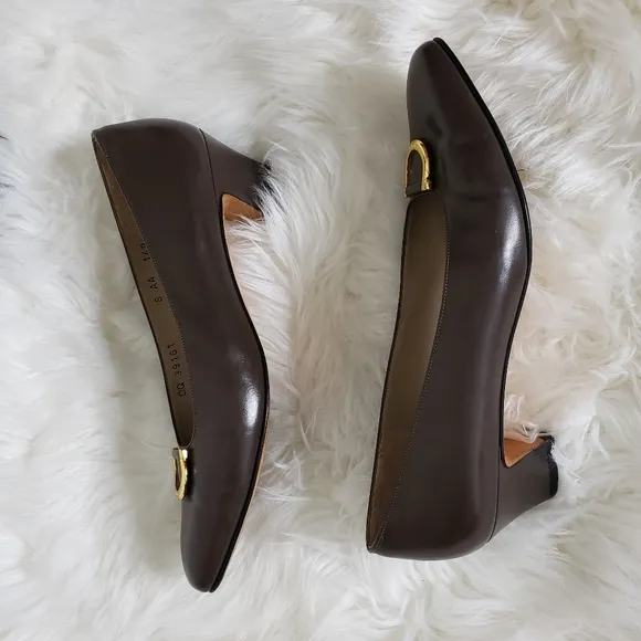 RARE Vintage Salvatore Ferragamo Couture Gancini Shoes Heels Low Walking Spring