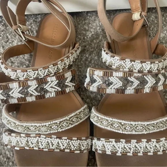 Rebecca Minkoff Aztec Beaded Suede Sandals