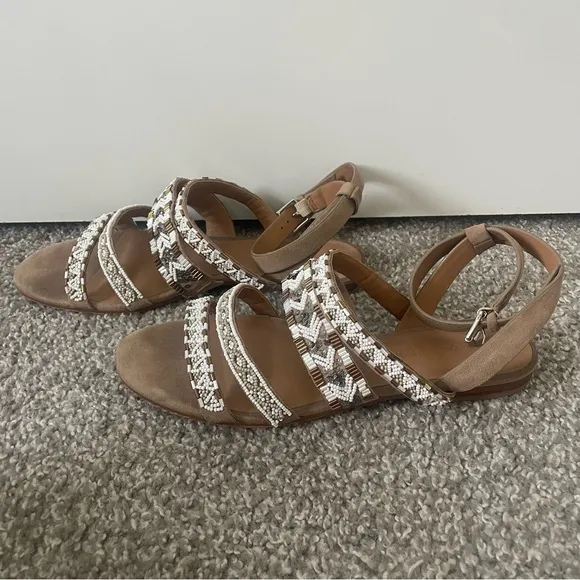 Rebecca Minkoff Aztec Beaded Suede Sandals