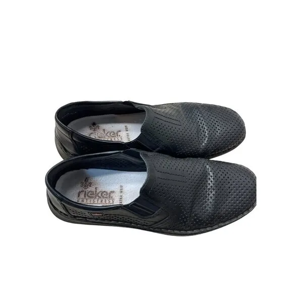 Rieker Antistress Casual Shoes Loafers Mens US Size 12 EU 45 Black Leather Wide