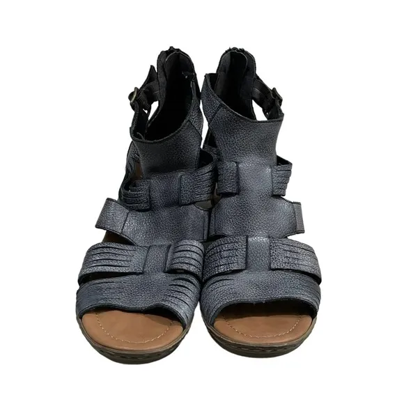 RIEKER Gladiator Heeled Sandals Blue Gray 40