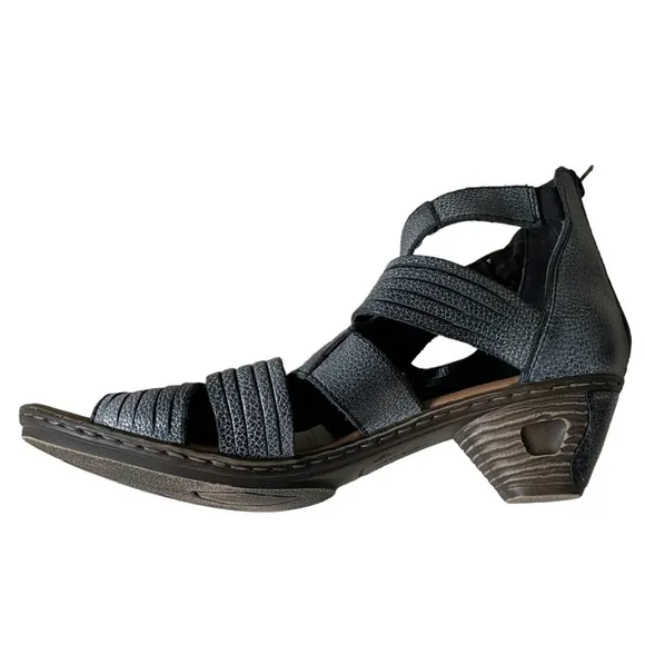 RIEKER Gladiator Heeled Sandals Blue Gray 40
