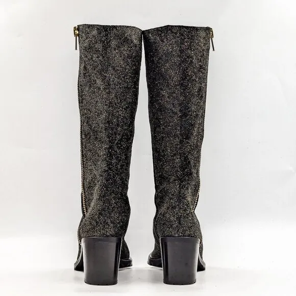 Ross &amp; Snow Women Rosina Gold Glitter Leather Stacked Boots size 9
