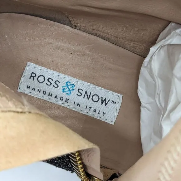 Ross &amp; Snow Women Rosina Gold Glitter Leather Stacked Boots size 9