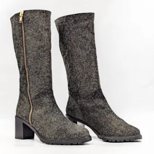 Ross &amp; Snow Women Rosina Gold Glitter Leather Stacked Boots size 9