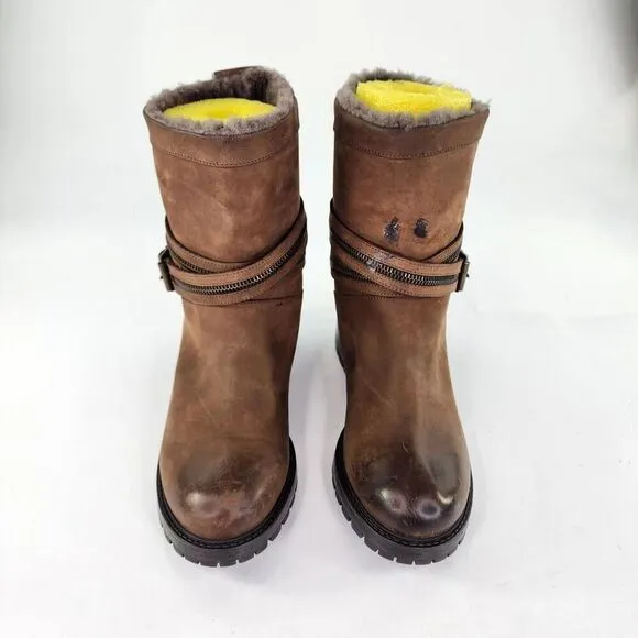 Ross &amp; Snow Cristiana Weatherproof Boots US 10 Leather Rustic Brown Moto Boots