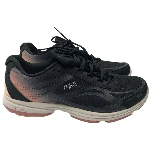 Ryka Womens Devo Plus 2 Running Shoes Active Black Ombre Mesh Lace Up 10M New