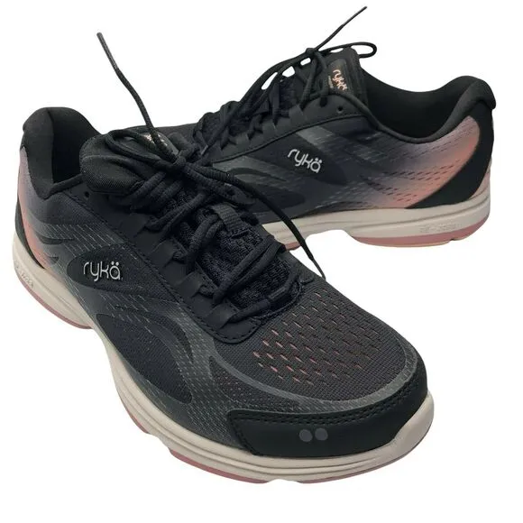 Ryka Womens Devo Plus 2 Running Shoes Active Black Ombre Mesh Lace Up 10M New