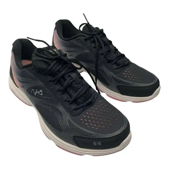 Ryka Womens Devo Plus 2 Running Shoes Active Black Ombre Mesh Lace Up 10M New