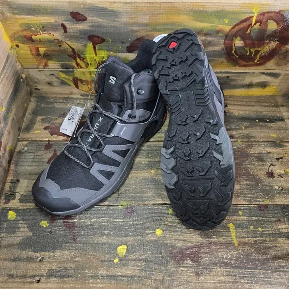 SALOMON X Ultra 4 Mid GTX Gore Tex Hiking Trail Boots Men Sz 12,12.5 Grey Black