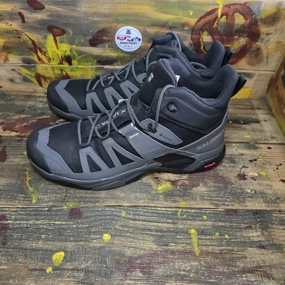 SALOMON X Ultra 4 Mid GTX Gore Tex Hiking Trail Boots Men Sz 12,12.5 Grey Black
