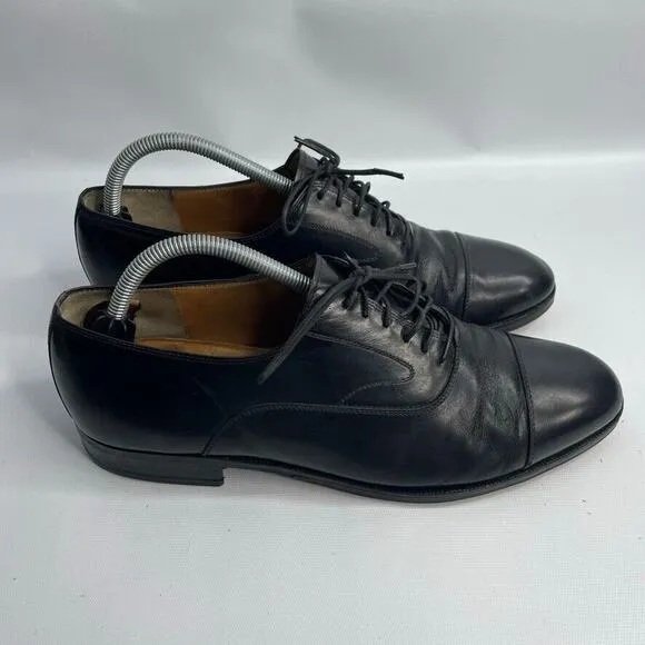 SALVATORE FERRAGAMO Black Leather Cap Toe Oxford Dress Shoes Men’s Size US 9.5 D