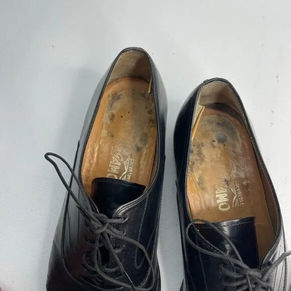 SALVATORE FERRAGAMO Black Leather Cap Toe Oxford Dress Shoes Men’s Size US 9.5 D
