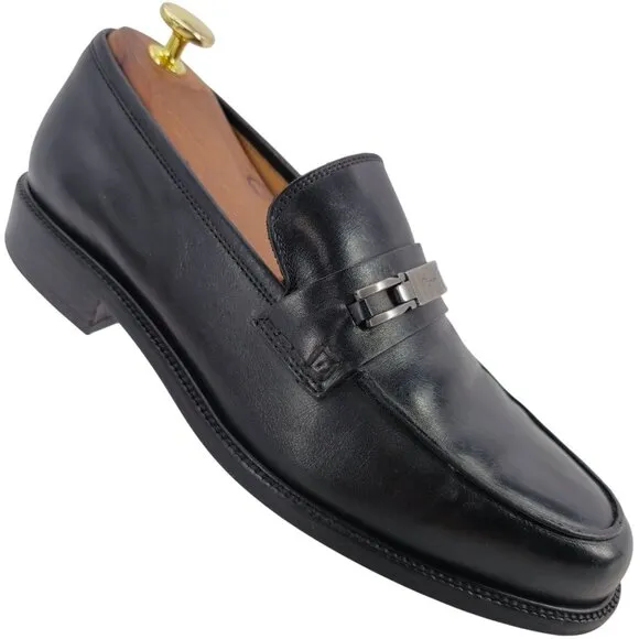 Salvatore Ferragamo Italy Dress Shoes Black Leather Mens size 6.5EEE Bit Loafers